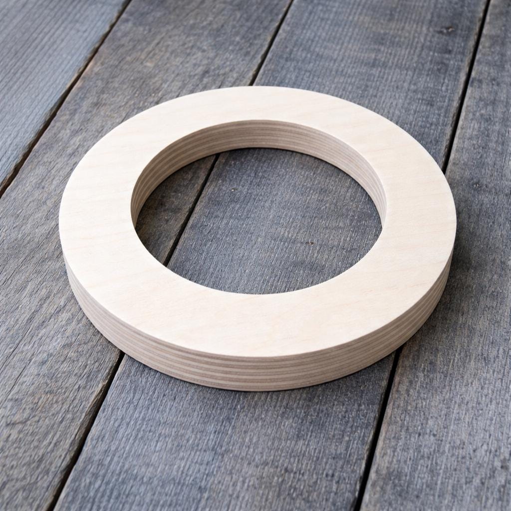 9" Wood Donut Ring with 5" center hole, BALTIC BIRCH Wooden Circles, Blank Circles, Unfinished Wooden Circles, Circular Wood