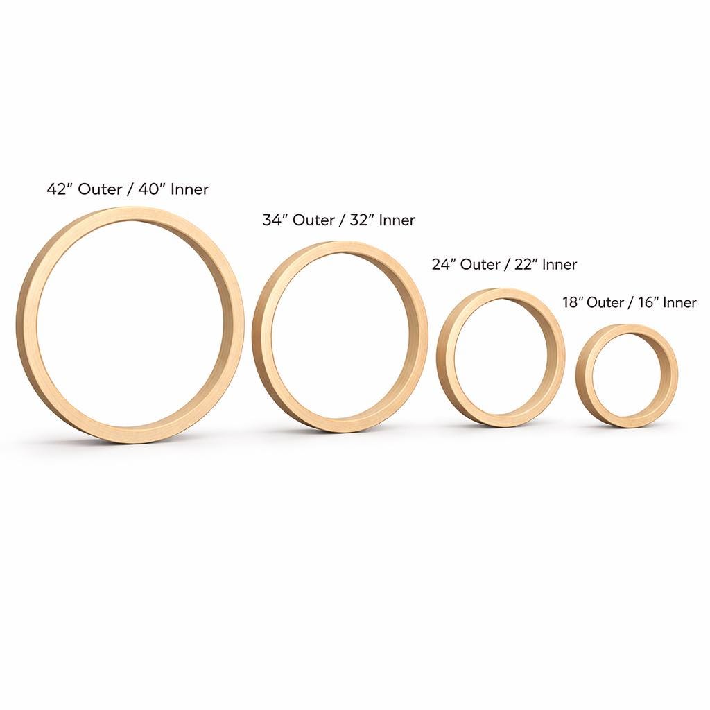 Baltic Birch Wood Rings Set, (42”, 36”, 24”, 18”) – 1” Wide Donut Circles, Craft Sign Decor Blanks, Smooth Plywood Circles