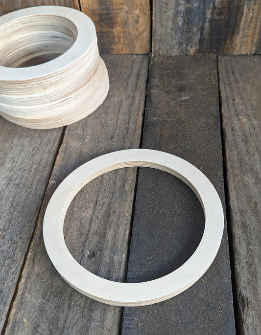5.5" Baltic Birch Wood Donut, 5" Center Hole, Unfinished Crafting Ring