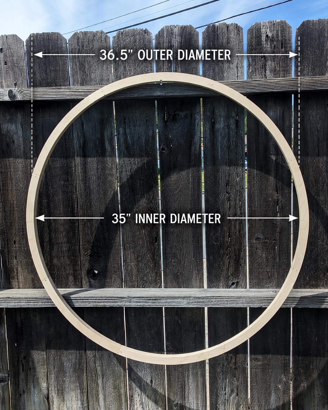 36.5" Baltic Birch Wood Donut Ring, 35" Center Hole, Craft Supplies