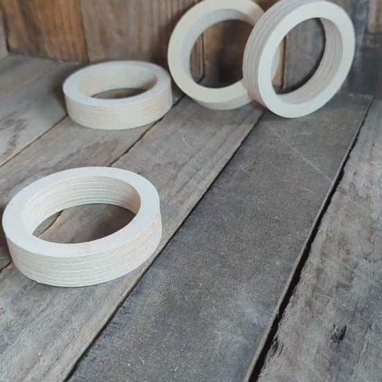 4" Baltic Birch Wood Donut Ring, 3" Center Hole, Unfinished Wooden Circle