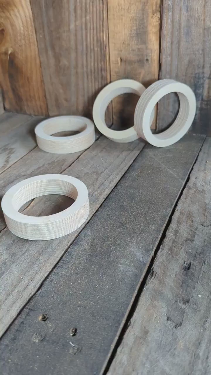 4" Baltic Birch Wood Donut Ring, 3" Center Hole, Unfinished Wooden Circle