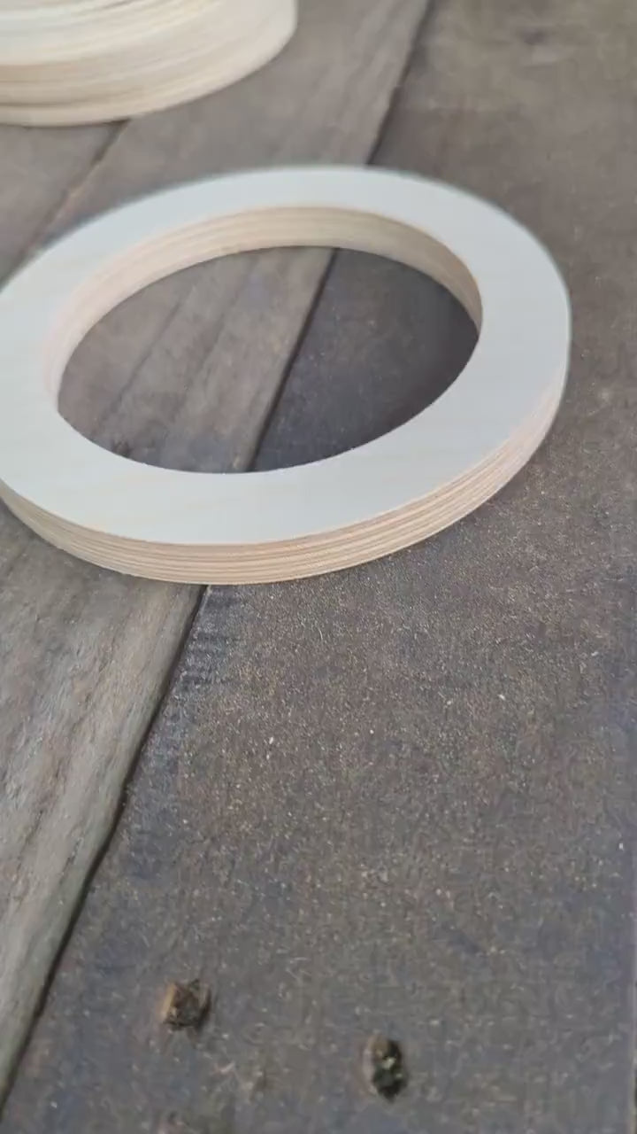 5.5" Baltic Birch Wood Donut, 4" Center Hole, Unfinished Crafting Ring
