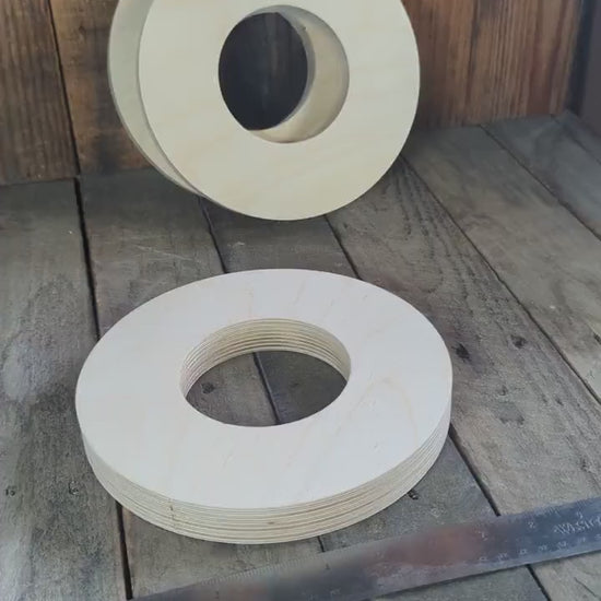 8" Baltic Birch Wood Donut Ring, 3.75" Center Hole, Unfinished Wooden Circle