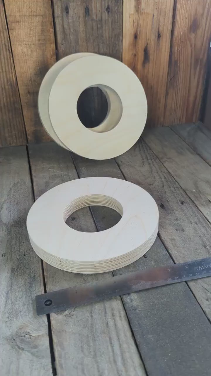 8" Baltic Birch Wood Donut Ring, 3.75" Center Hole, Unfinished Wooden Circle