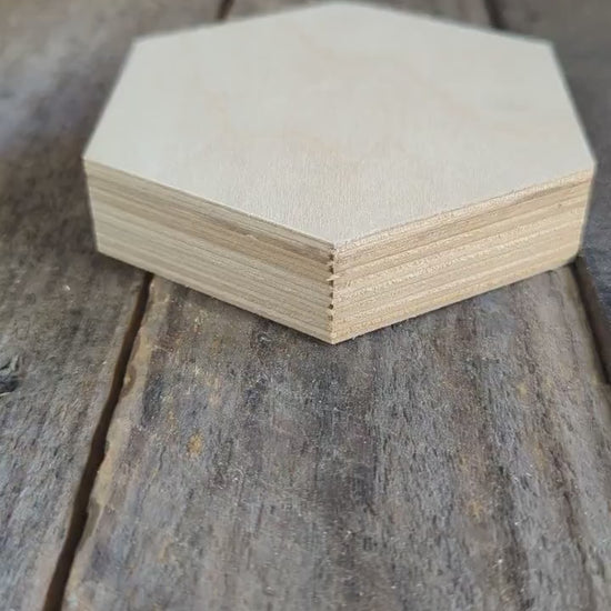 4" Baltic Birch Wood Hexagon Plaque, Unfinished Craft Shape