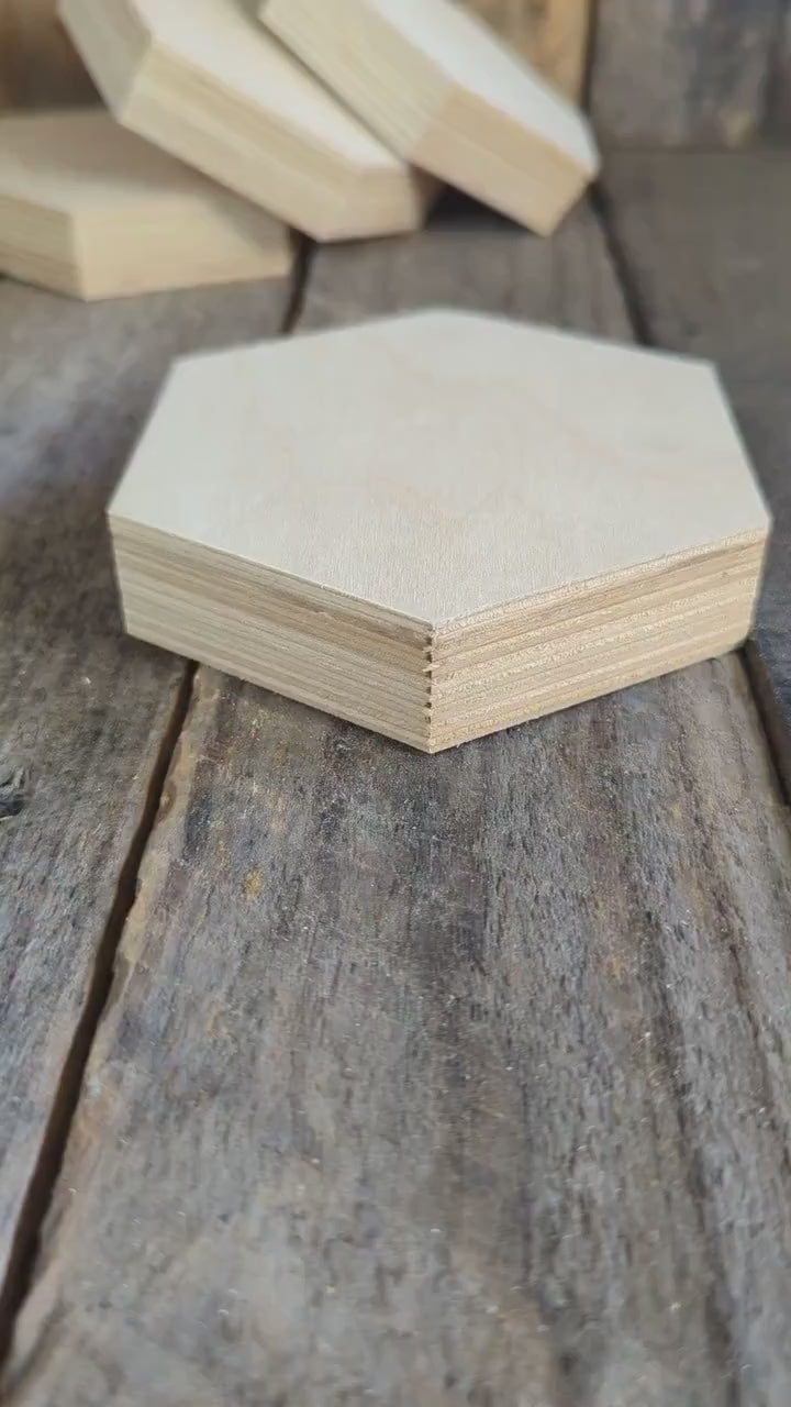 4" Baltic Birch Wood Hexagon Plaque, Unfinished Craft Shape