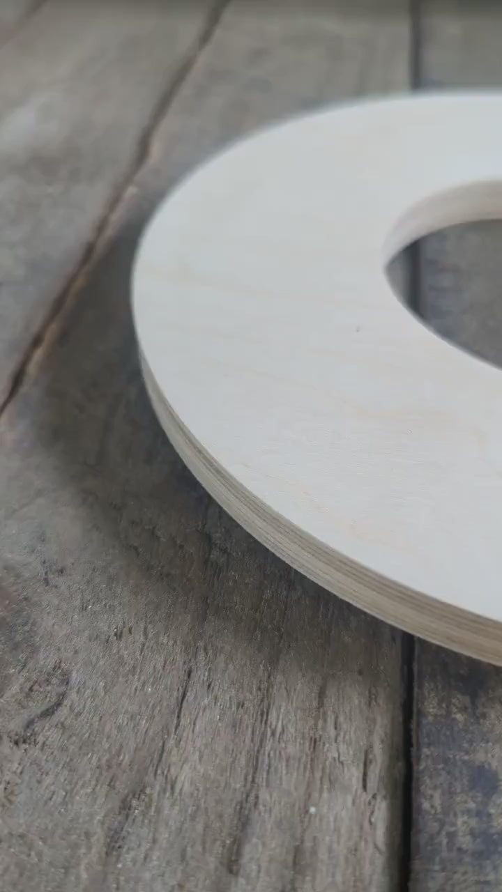 8" Baltic Birch Wood Donut Ring, 3.5" Center Hole, Unfinished Craft Circle