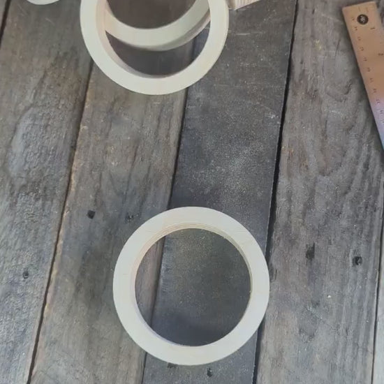 5 Pack - 4.75" Baltic Birch Wood Donut, 3.75" Center Hole, Unfinished Craft Ring