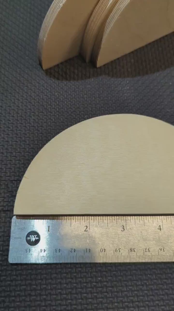6" Baltic Birch Wood Half Circle, Unfinished Wooden Semicircle, Craft Plaque
