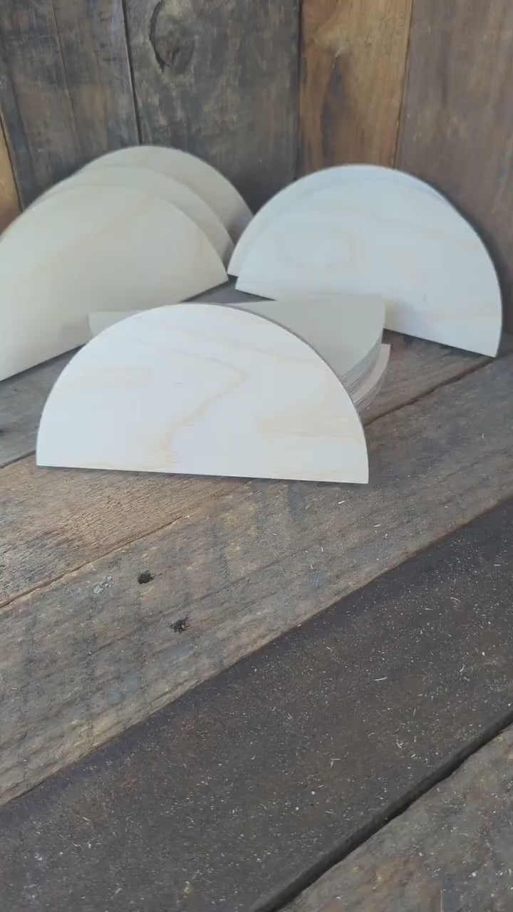 7" Baltic Birch Wood Half Circle, Unfinished Wood Plaque