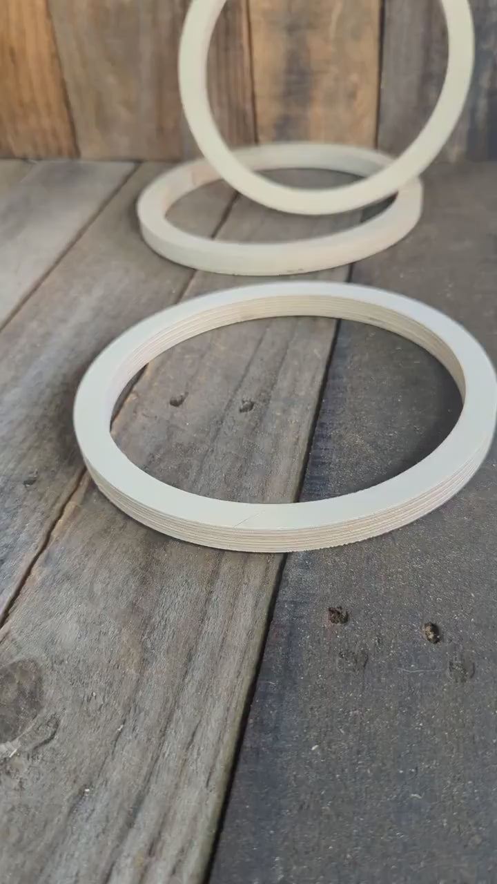 7" Baltic Birch Wood Donut, 6" Center Hole, Unfinished Wood Circles