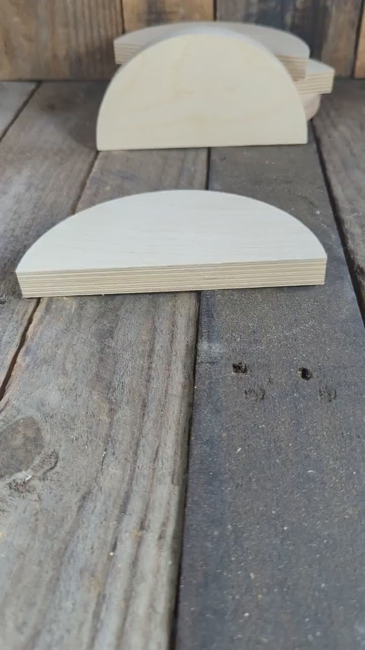 6.5" Baltic Birch Wood Semicircle, Unfinished Craft Plaque
