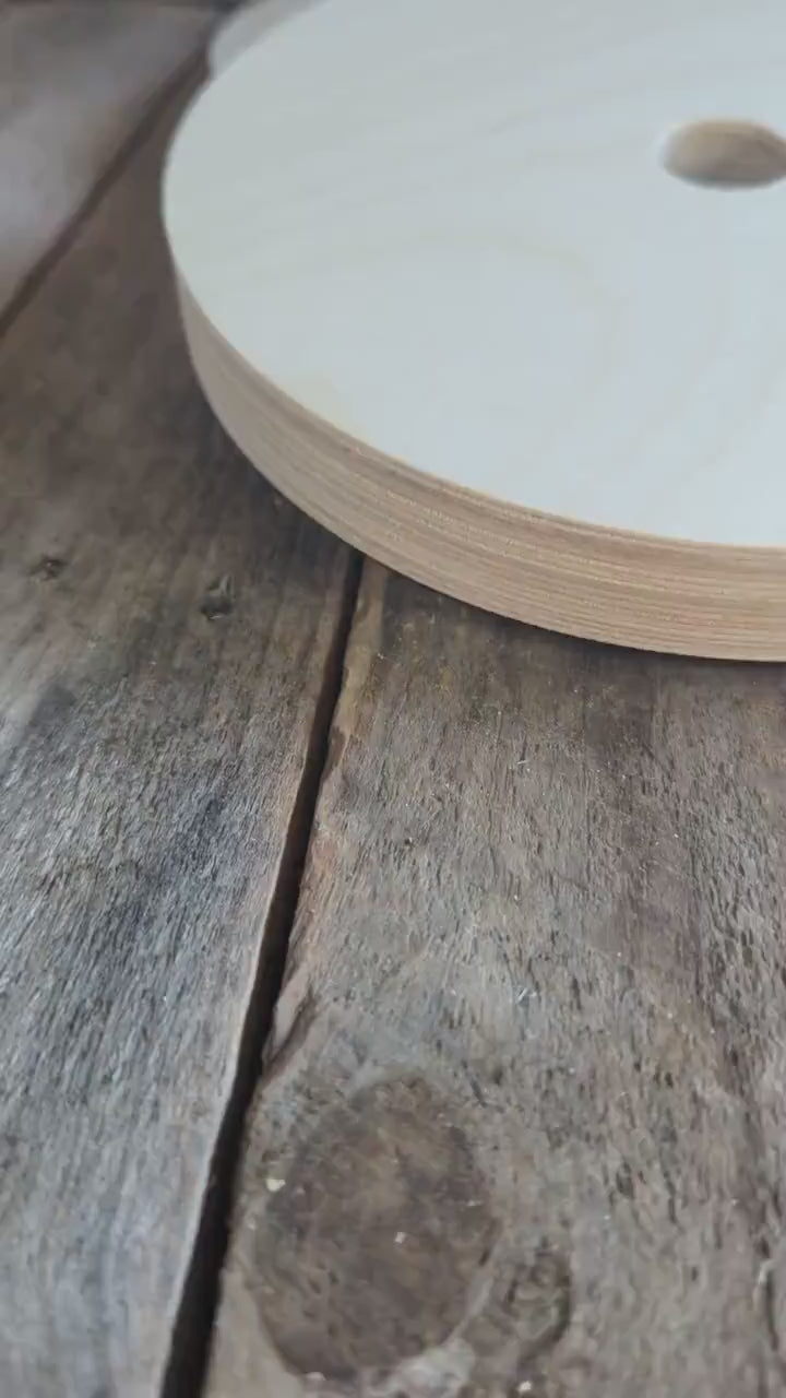 8" Baltic Birch Wood Donut Ring, 1" Center Hole, Craft Supply
