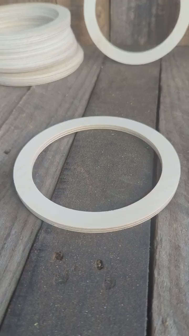 6" Baltic Birch Wood Donut, 4.75" Center Hole, Craft Circle