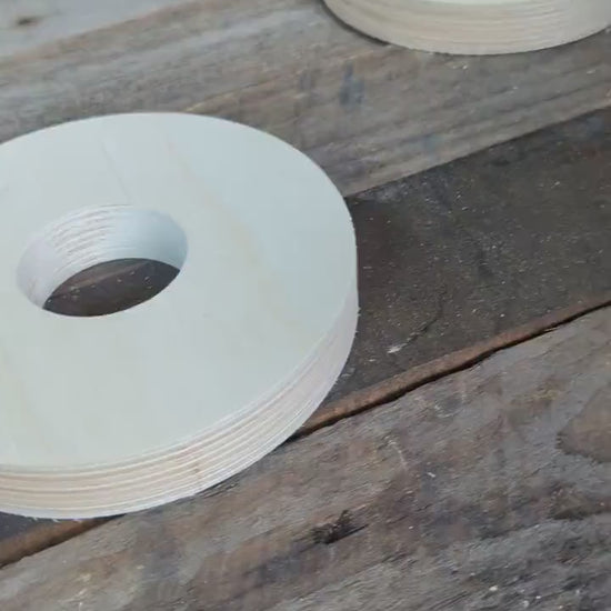 6" Baltic Birch Wood Donut, 2" Center Hole, Unfinished Wooden Circles