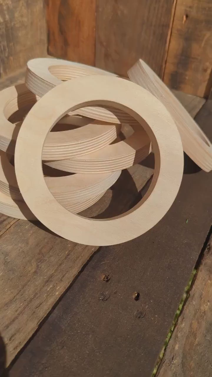 6" Baltic Birch Wood Donut, 4.25" Center Hole, DIY Crafting