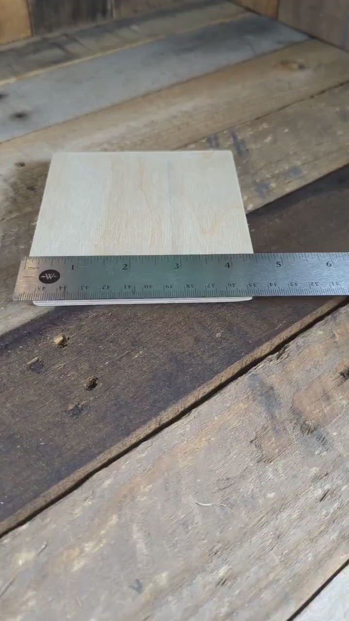 4.5" Baltic Birch Wood Square Plaque, Craft Base