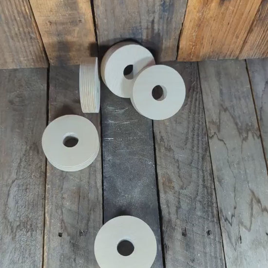 5 Pack - 3.5" Baltic Birch Wood Donut, 1" Center Hole