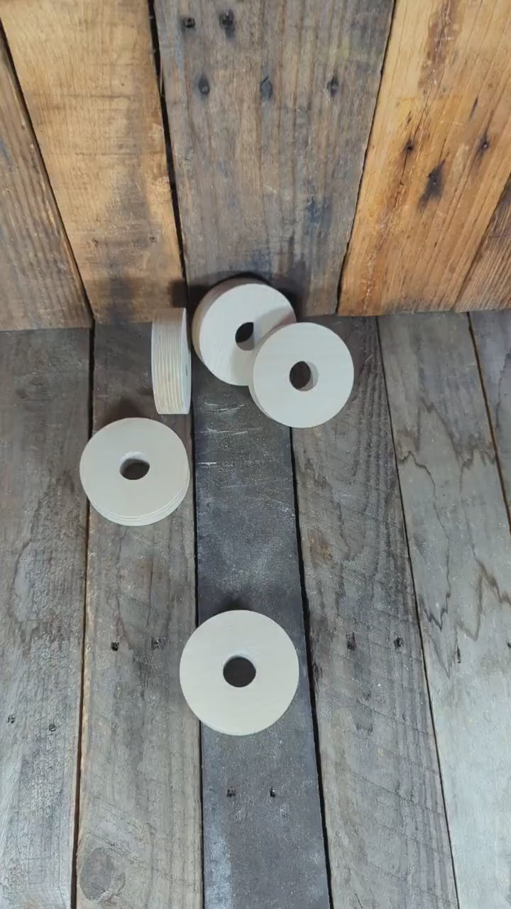 5 Pack - 3.5" Baltic Birch Wood Donut, 1" Center Hole