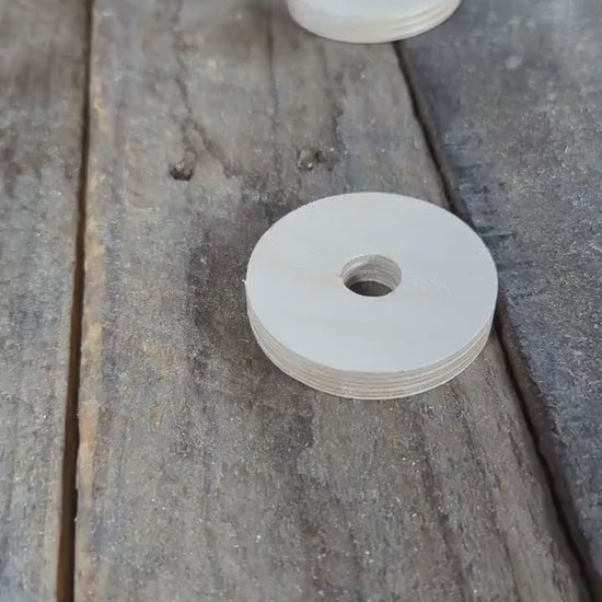 5 Pack - 2.125" Baltic Birch Wood Donut, 0.5" (1/2") Center Hole