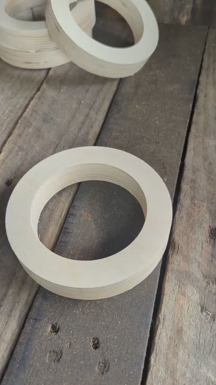 5" Baltic Birch Wood Donut, 3.5" Center Hole, Unfinished Craft Supply