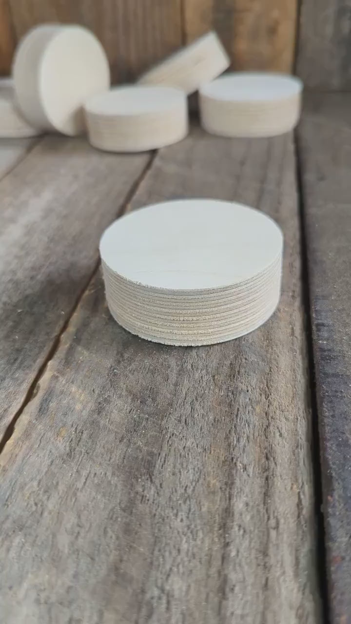 5 Pack - 2.625" Baltic Birch Wood Circles, Unfinished Craft Disc Plaques