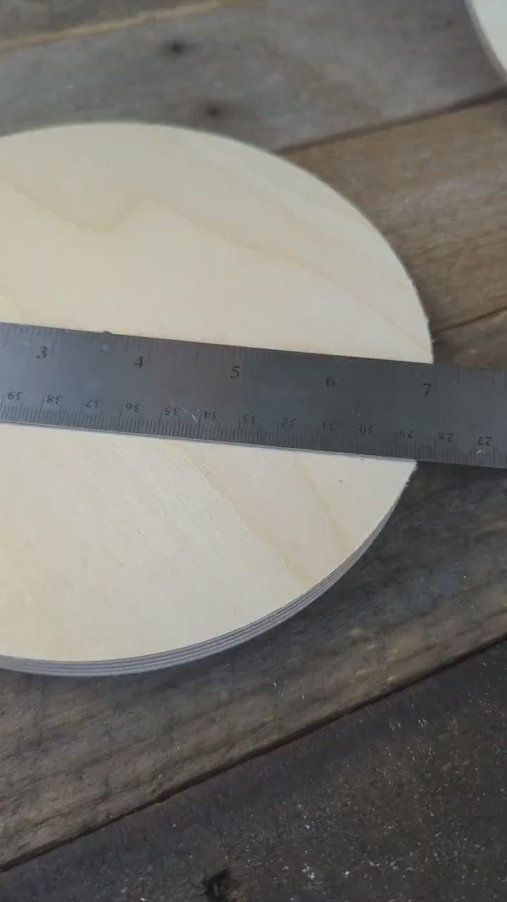 7" Baltic Birch Wood Circle, 0.125" Center Hole, Unfinished Wooden Disc