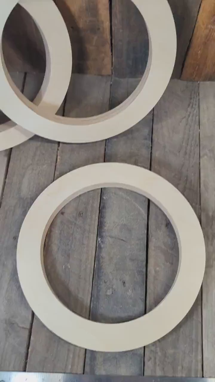 12" Baltic Birch Wood Donut Ring, 9" Center Hole, Unfinished Wooden Circle