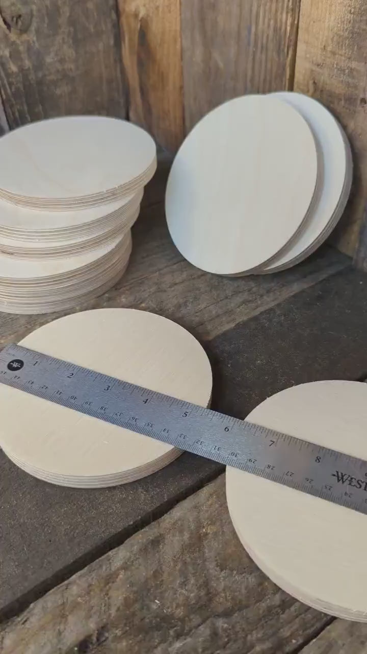 5.25" Baltic Birch Wood Circle, Unfinished Wooden Disc Plaque