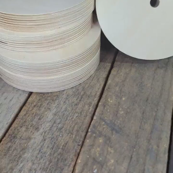 6" Baltic Birch Wood Donut, 0.5" Center Hole, Unfinished Wood Circle