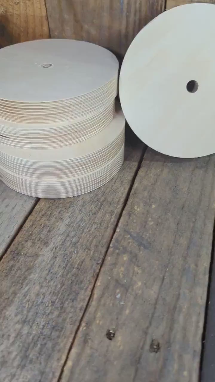 6" Baltic Birch Wood Donut, 0.5" Center Hole, Unfinished Wood Circle