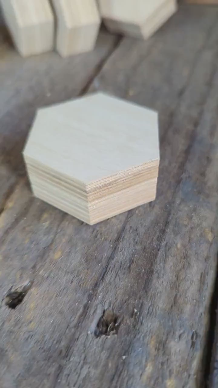5 Pack - 2" Baltic Birch Wood Hexagon