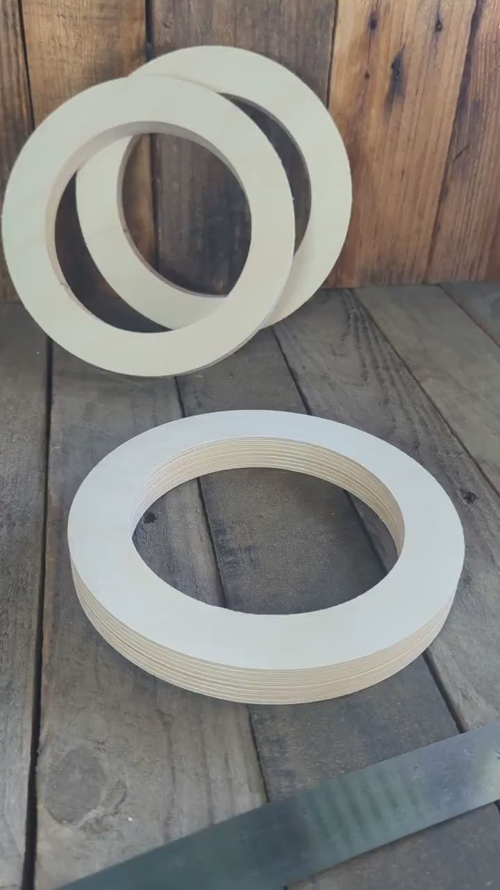 8" Baltic Birch Wood Donut Ring, 5.625" Center Hole, Craft Supplies