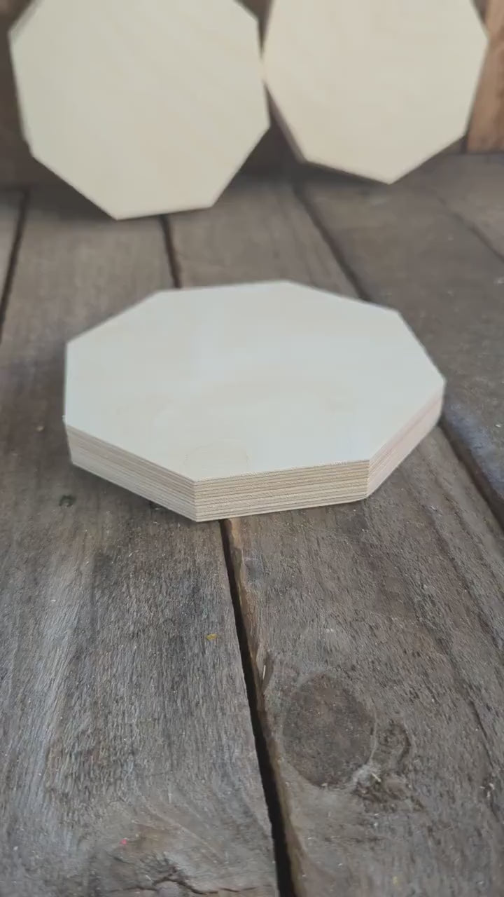 5.5" Baltic Birch Wood Octagon, Blank Plaque, DIY Craft Supplies