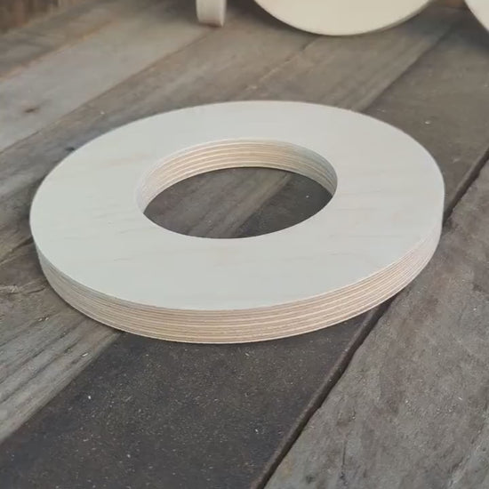 8" Baltic Birch Wood Donut Ring, 4" Center Hole, DIY Craft Supply
