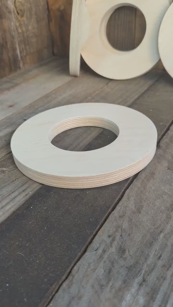 8" Baltic Birch Wood Donut Ring, 4" Center Hole, DIY Craft Supply