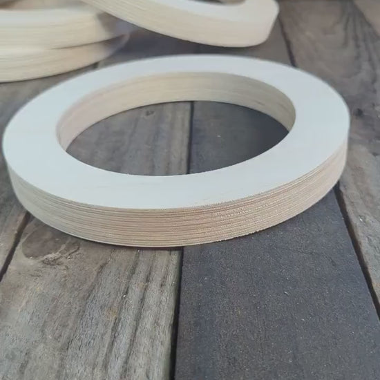 8.5" Baltic Birch Wood Donut Ring, 6" Center Hole, Unfinished Wooden Circle