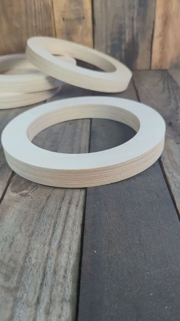 8.5" Baltic Birch Wood Donut Ring, 6" Center Hole, Unfinished Wooden Circle
