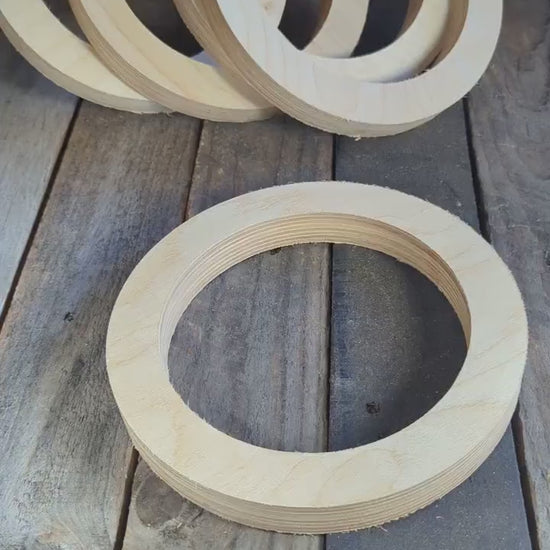 8" Baltic Birch Wood Donut Ring, 6" Center Hole, Unfinished Craft Circle