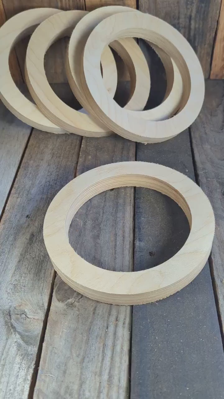 8" Baltic Birch Wood Donut Ring, 6" Center Hole, Unfinished Craft Circle