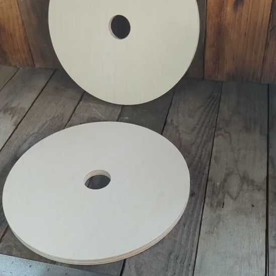 11" Baltic Birch Wood Circle, 1.625" Center Hole, Unfinished Craft Supplies