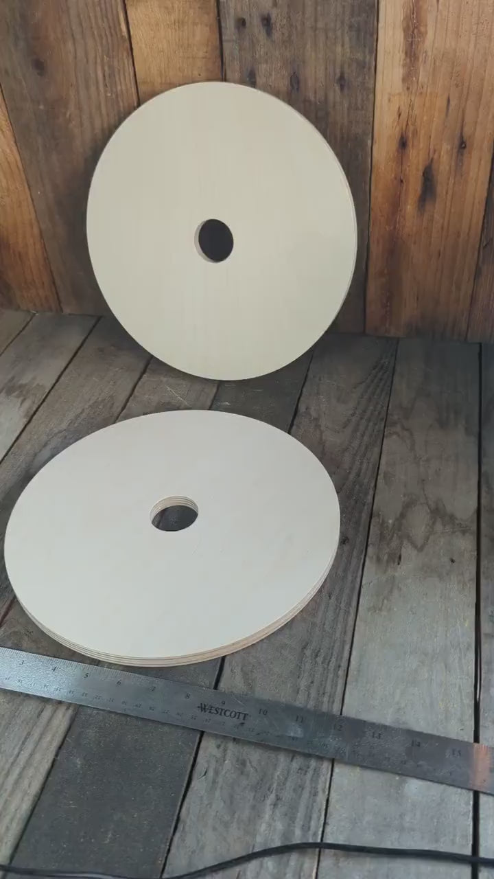 11" Baltic Birch Wood Circle, 1.625" Center Hole, Unfinished Craft Supplies