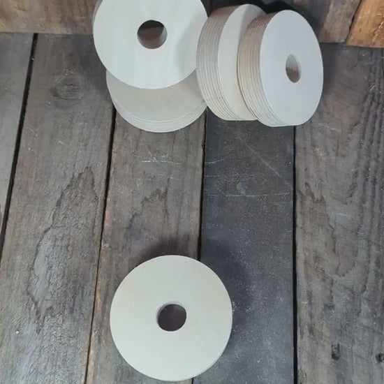 4" Baltic Birch Wood Donut Ring, 1" Center Hole, Craft Supply