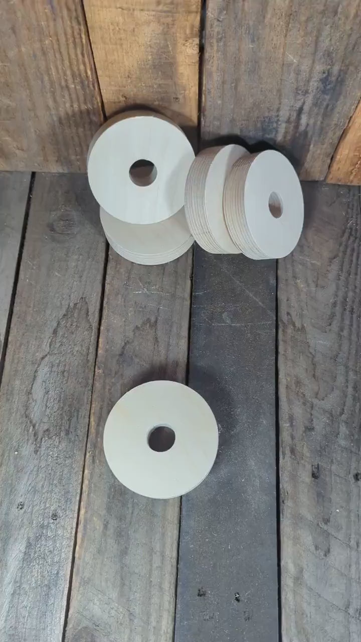 4" Baltic Birch Wood Donut Ring, 1" Center Hole, Craft Supply