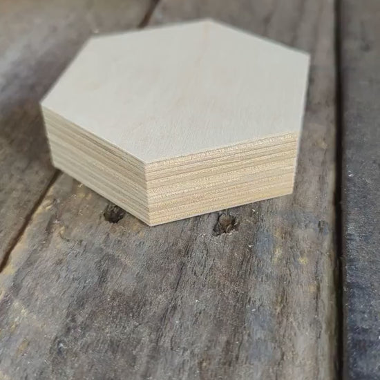 5 Pack - 3" Baltic Birch Wood Hexagon