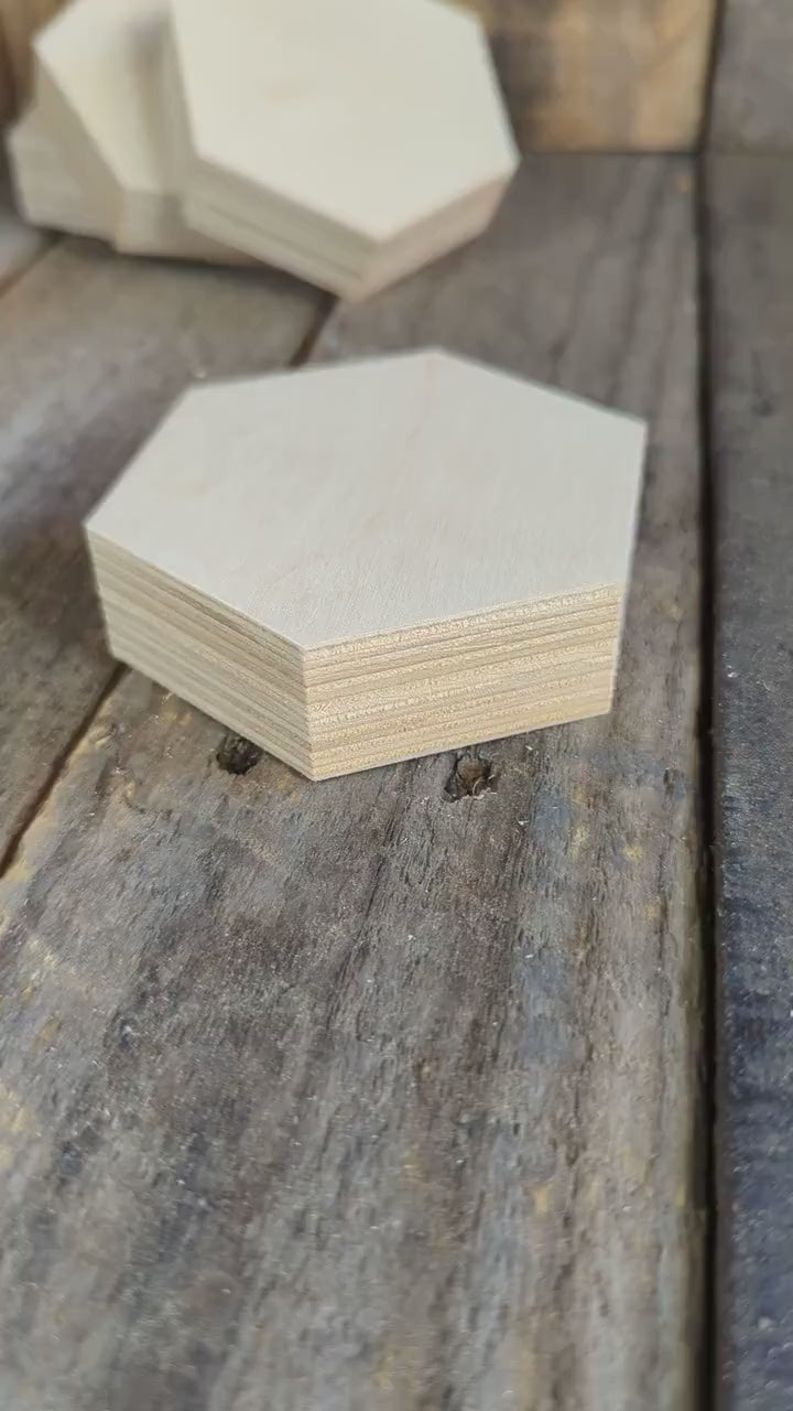 5 Pack - 3" Baltic Birch Wood Hexagon