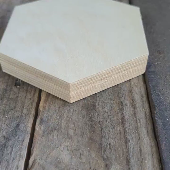 5" Baltic Birch Wood Hexagon Plaque, Unfinished Craft Shape