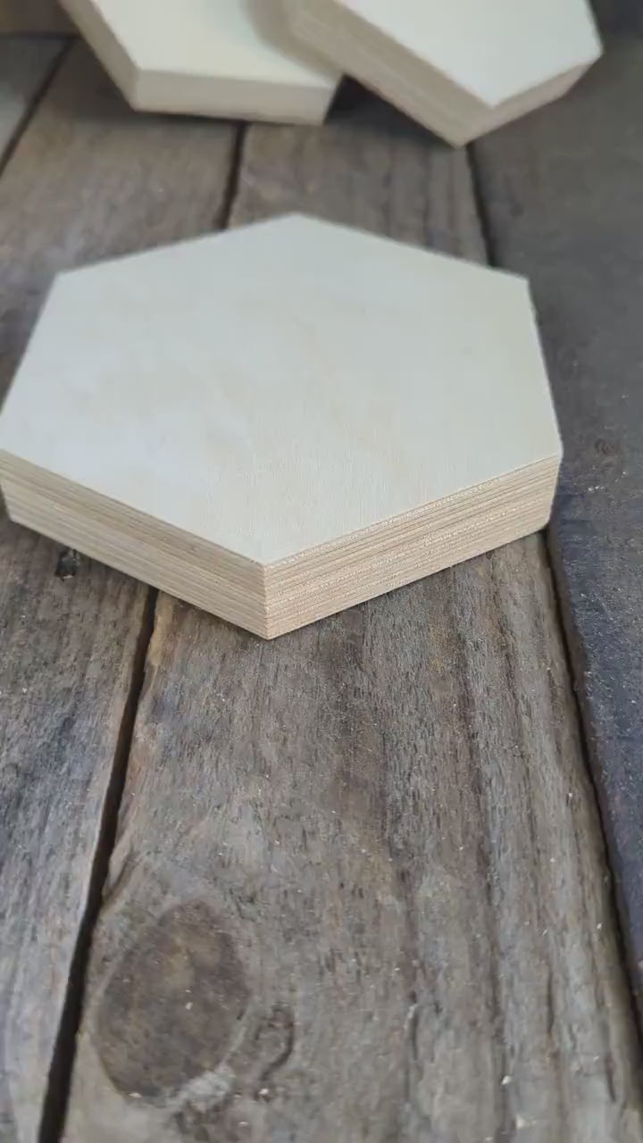 5" Baltic Birch Wood Hexagon Plaque, Unfinished Craft Shape