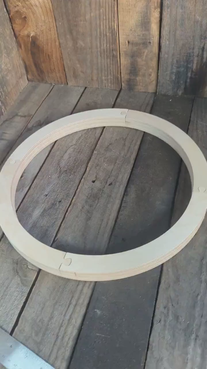 15" Baltic Birch Donut Ring, 12.75" Center Hole, Unfinished Wood Circle